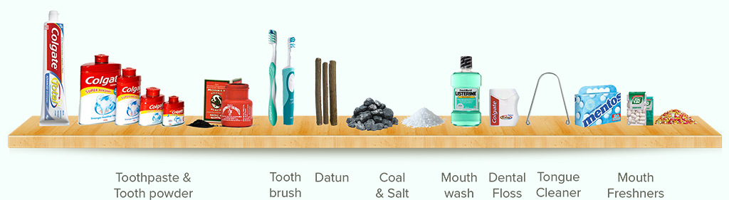 Products available for oral care.